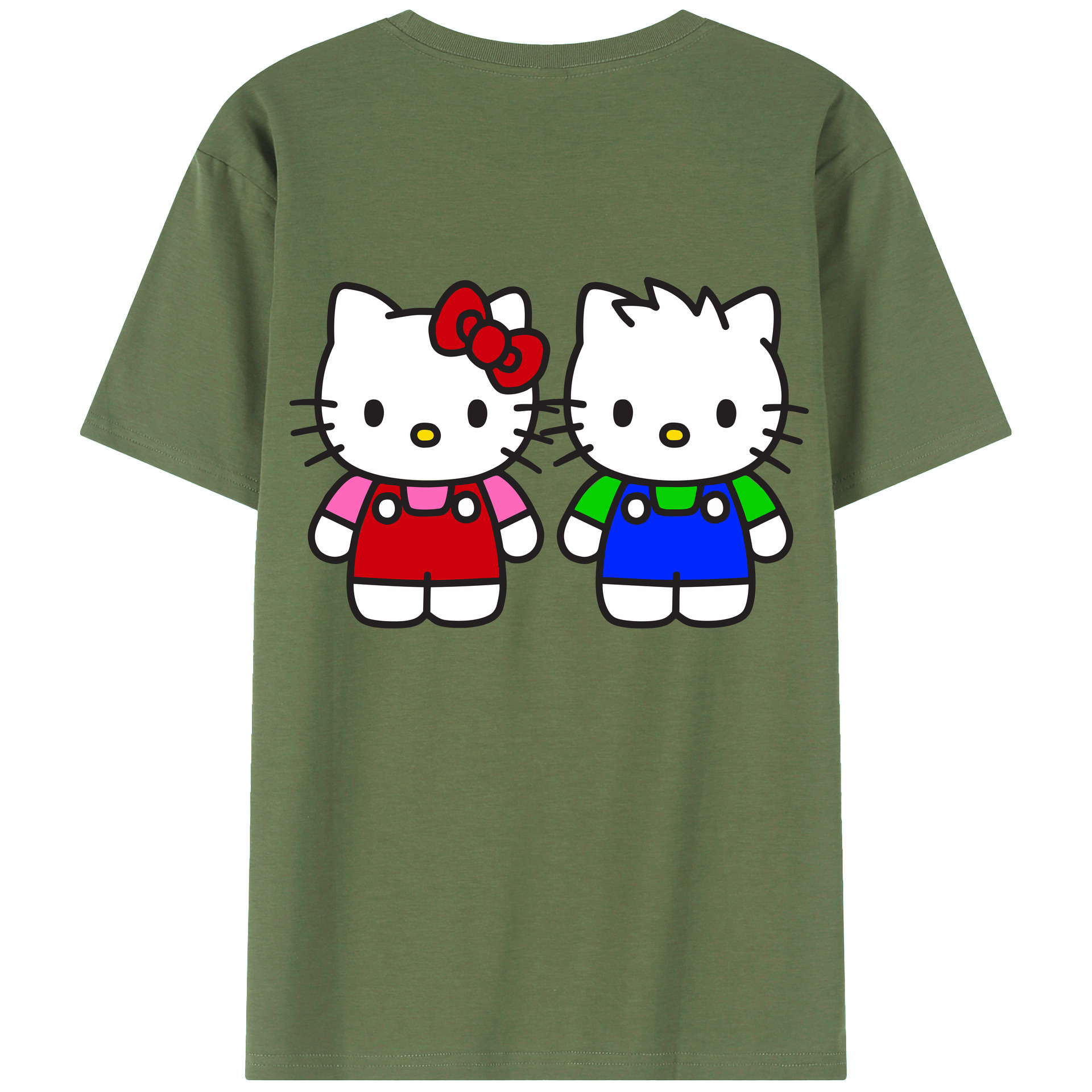 （画像用） Hello Kitty ハローキティ 綿100％ メンズ半袖Tシャツ（バックプリント） 通気性